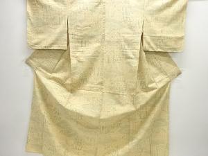 未使用品　雲に花模様織り出し手織り紬単衣着物